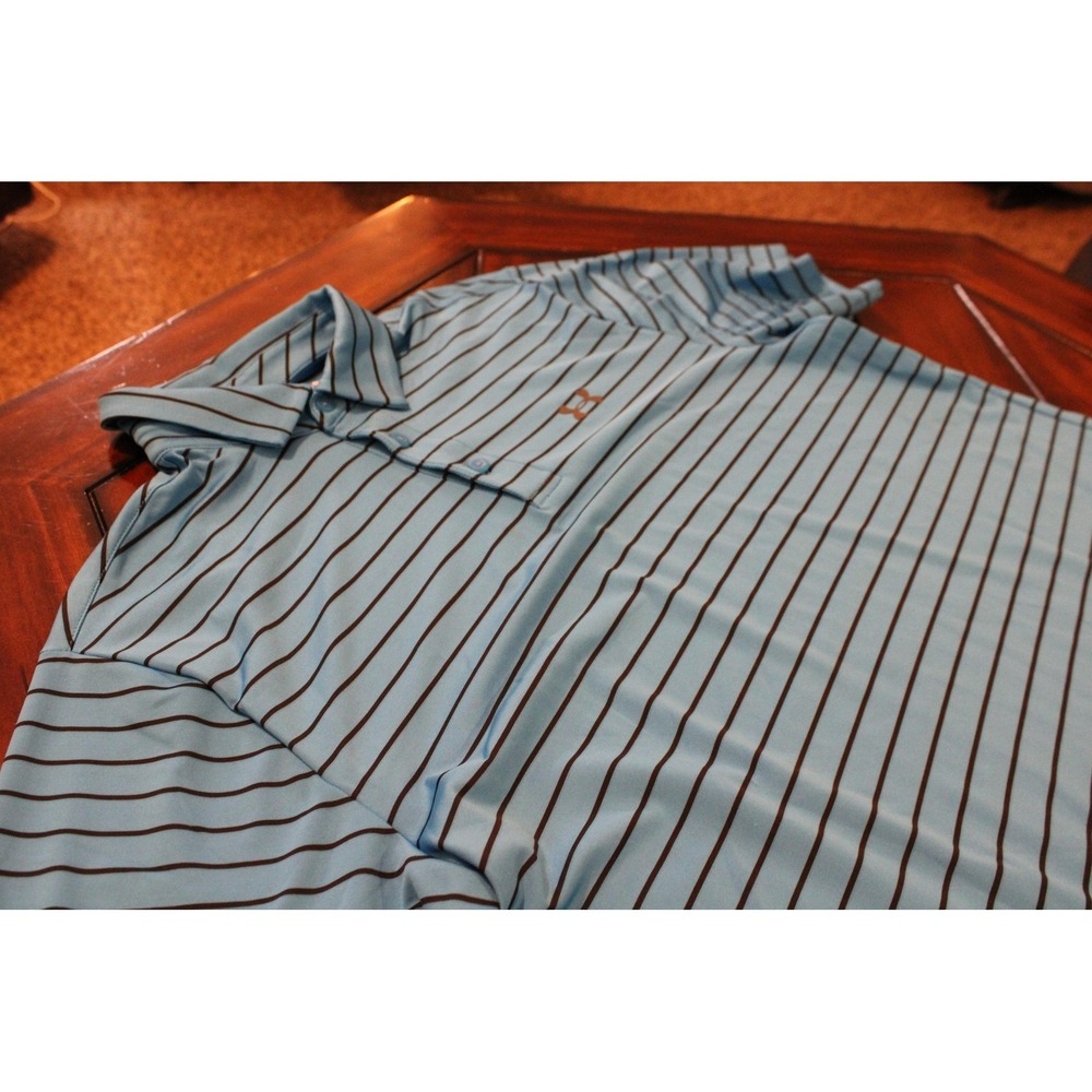 New Under Armour Playoff Polo Shirt Mens Large Blue HeatGear Golf Performance